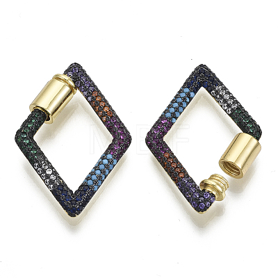 Brass Micro Pave Cubic Zirconia Screw Carabiner Lock Charms ZIRC-N039-005B-NF-1