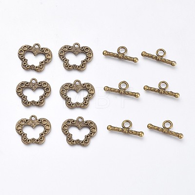 Tibetan Style Alloy Butterfly Toggle Clasps PALLOY-J471-28AB-NF-1