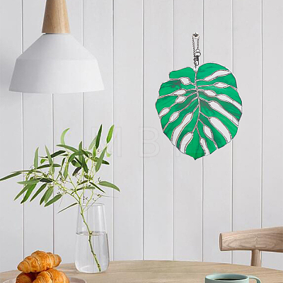 Monstera Leaf Acrylic Pendant Decorations HJEW-WH0043-33B-1