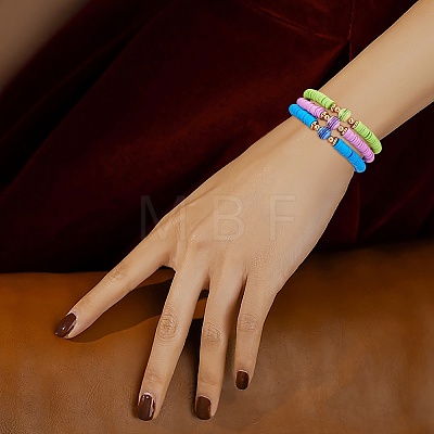 Handmade Polymer Clay Heishi Beads Stretch Bracelets Sets BJEW-SZ0002-11-1