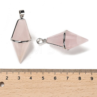 Natural Rose Quartz Pointed Pendants G-F763-04P-06-1