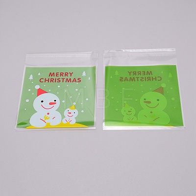 Christmas Theme Rectangle OPP Self-Adhesive Cookie Bags OPP-SZC0001-02A-1