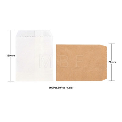 100Pcs 2 Colors White & Brown Kraft Paper Bags CARB-LS0001-04-1