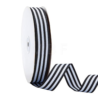 Polyester Stripe Pattern Ribbon OCOR-WH0033-90-1