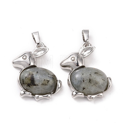 Natural Labradorite Bunny Pendants G-E422-20P-1