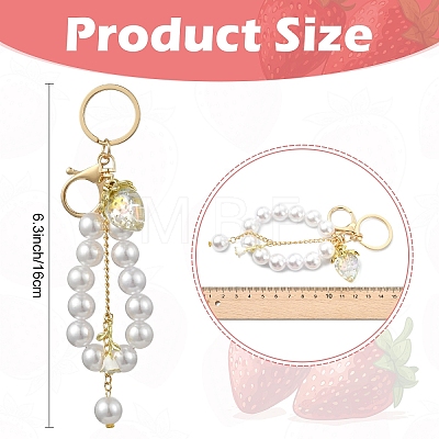 Acrylic & ABS Plastic Pearl Bead Keychains KEYC-YW00299-01-1