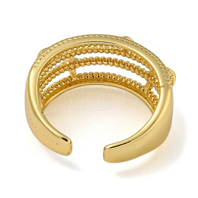 Star Brass Multi-layer Open Cuff Rings for Women RJEW-Z050-07G-1