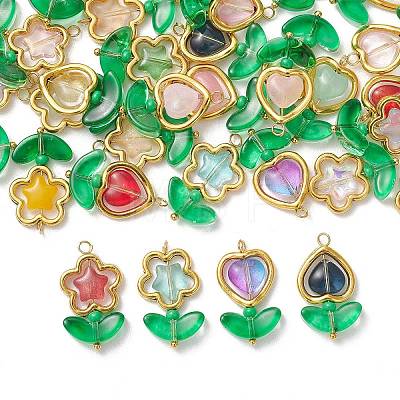 40Pcs Alloy Glass Bead Pendants PALLOY-JF05181-01-1