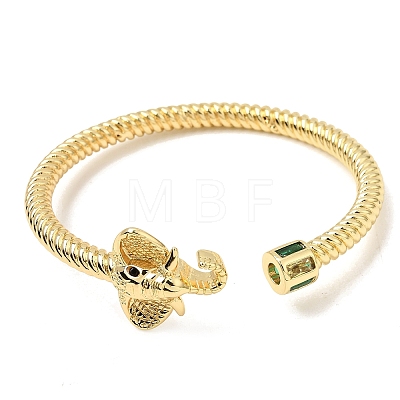 Brass Pave Cubic Zirconia Elephant Open Cuff Bangles for Women CU-CBAE7DF-50G-1
