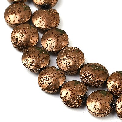 Electroplated Natural Lava Rock Beads Strands G-K388-01B-1