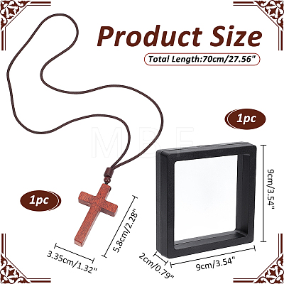  Wooden Cross Pendant Necklace with Polyester Cords NJEW-NB0001-17-1