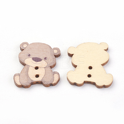 2-Hole Printed Wooden Buttons WOOD-S037-002-1
