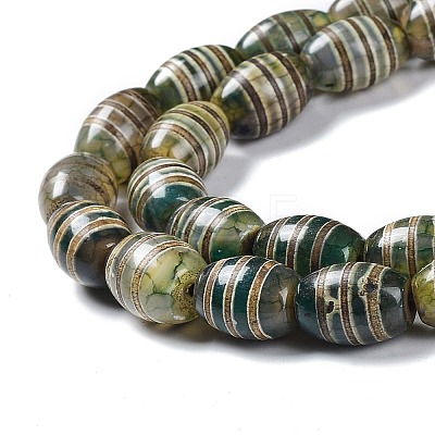 Tibetan Style dZi Beads Strands TDZI-E005-01O-1