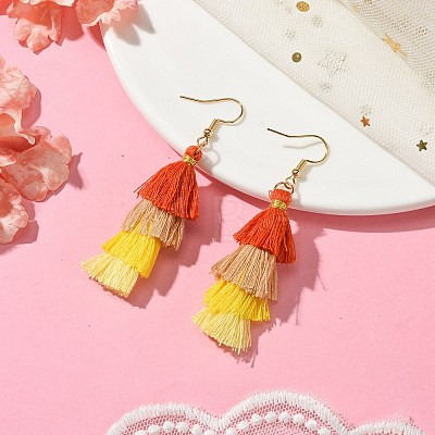 Colorful Tassel Pendants Dangle Earrings for Women EJEW-JE06111-1