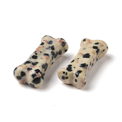 Natural Dalmatian Jasper Dog Bone Shape Sculptures DJEW-G033-01A-10-1