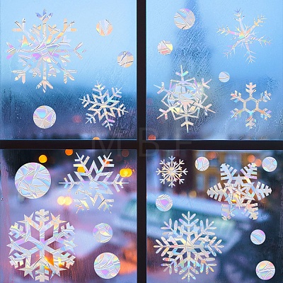 Snowflake Rainbow Prism Electrostatic Window Stickers PW-WG598EC-01-1