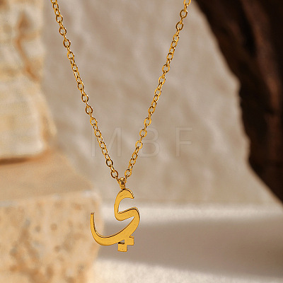 304 Stainless Steel Arabic Initial Letter Pendant Necklaces FS-WG7B6CA-08-1