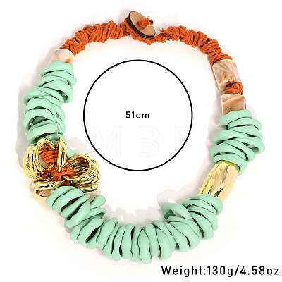 Acrylic and CCB Plastic Ring Beaded Waxed Cord Necklaces for Women FS-WG50C40-01-1