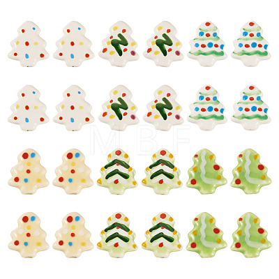 24Pcs 6 Colors Handmade Porcelain Beads PORC-TA0001-39-1