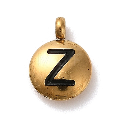 304 Stainless Steel Black Enamel Charms STAS-R009-01G-Z-1