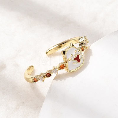 Brass Micro Pave Cubic Zirconia Cuff Rings for Women RJEW-L336-01G-01-1