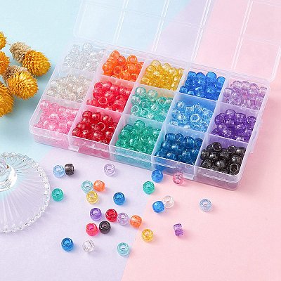 450Pcs 15Colors Transparent Plastic Beads KY-YW0001-49-1