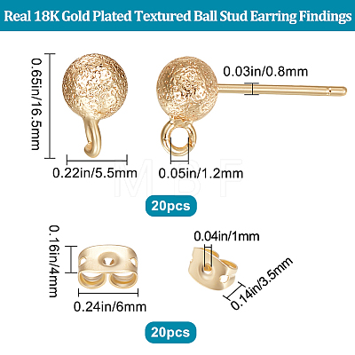 20Pcs Brass Ball Stud Earring Findings KK-BBC0007-13-1