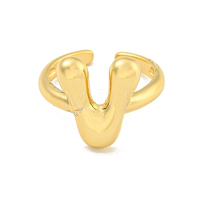 Brass Letter Open Cuff Rings for Women RJEW-G313-01V-G-1