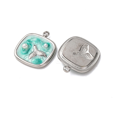 304 Stainless Steel Enamel Pendants STAS-P406-25A-P-1