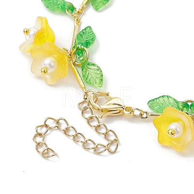 Flower Glass & Acrylic Charm Bracelets BJEW-JB10443-05-1