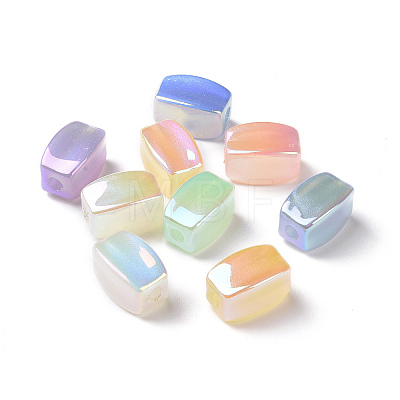 Luminous UV Plating Rainbow Iridescent Acrylic Beads OACR-P016-05-1