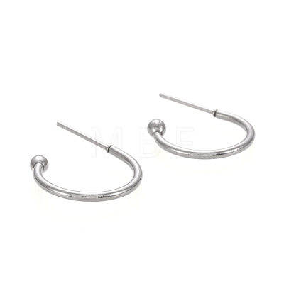 304 Stainless Steel C-shaped Hoop Circle Ball Stud Earrings STAS-K204-04P-1