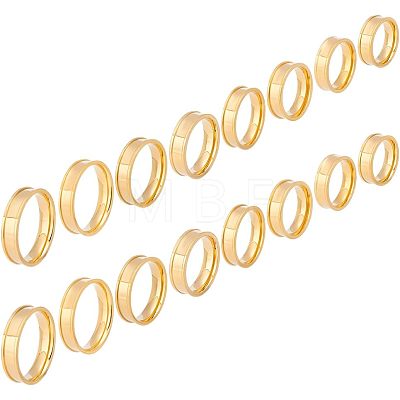 Unicraftale 16Pcs 8 Size 201 Stainless Steel Grooved Finger Ring for Men Women RJEW-UN0002-37-1