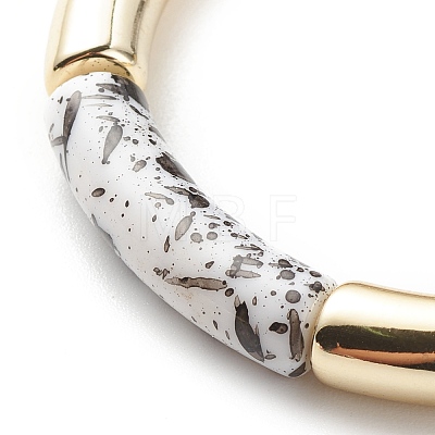 Acrylic Curved Tube Beaded Stretch Bracelet BJEW-JB08444-02-1
