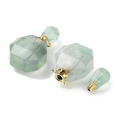 Natural Green Fluorite Perfume Bottle Pendants G-Q163-10G-02-1