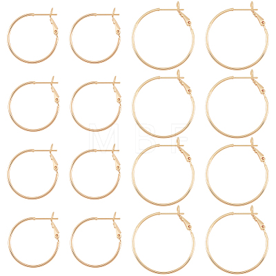 16Pcs 2 Size Brass Hoop Earrings KK-BC0011-07-1