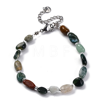 Natural Indian Agate Beaded Bracelets for Women G-P563-07P-20-1