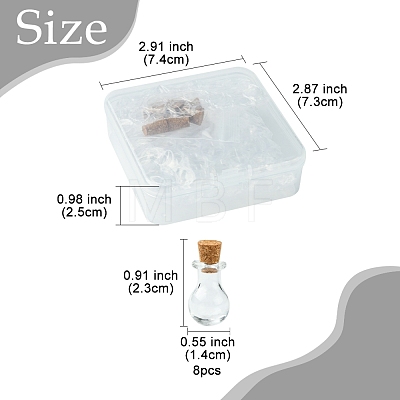 8Pcs Mini High Borosilicate Glass Bottle Bead Containers BOTT-FS0001-01-1