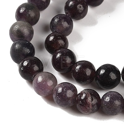 Natural Lepidolite/Purple Mica Stone Beads Strands G-P530-B06-02-1
