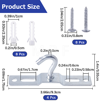 Iron Pad Eye Plate Ceiling Hooks AJEW-WH0038-62P-02-1