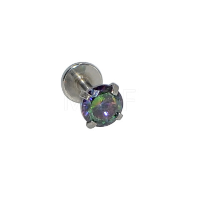 304 Stainless Steel Colorful Synthetic Opal Threadless Labrets For Women Men WGF4990-38-1