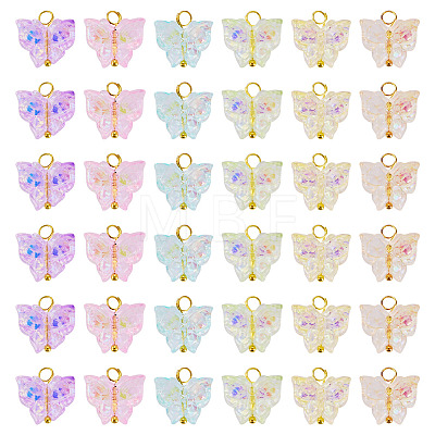 60Pcs 6 Colors Electroplate Transparent Glass Charms PALLOY-TAC0287-1