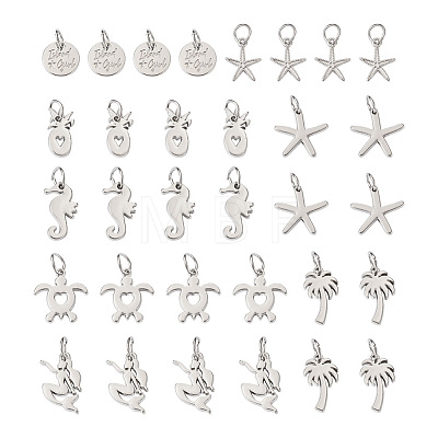 32pcs 8 Style Rack Plating Alloy Pendants FIND-EL0001-04-1