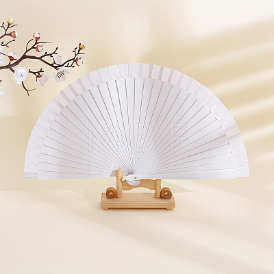 Spanish Solid Color Bamboo with Paper Folding Fan PW-WGF3F0E-07-1