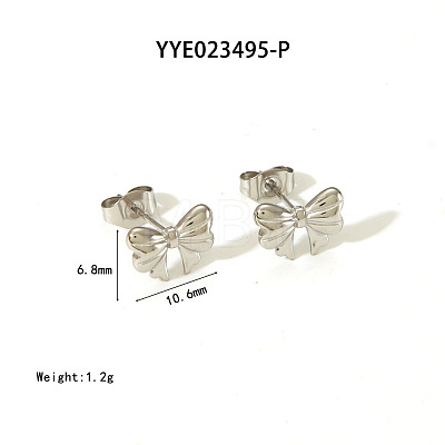 Elegant 304 Stainless Steel Bowknot Stud Earrings CR5364-2-1