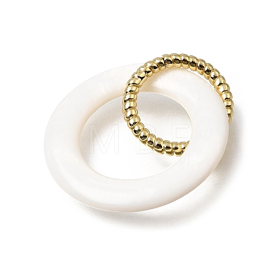 Natural White Shell and Brass 2 Ring Linking Rings KK-C262-05D-G-1