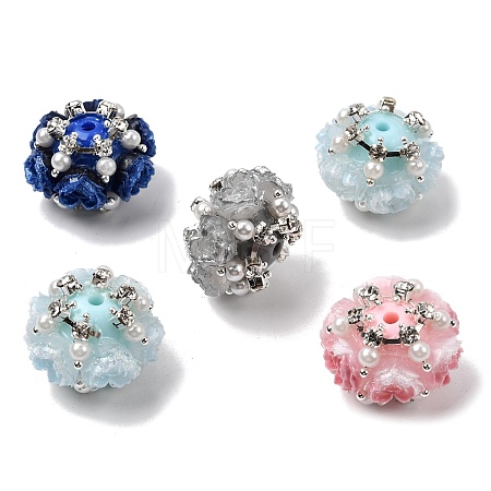 Opaque Acrylic & Rhinestone & Plastic Pearl Beads OACR-D039-02-1
