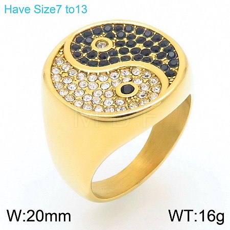 304 Stainless Steel Cubic Zirconia Finger Rings for Men FS-WG9BEFD-01-1