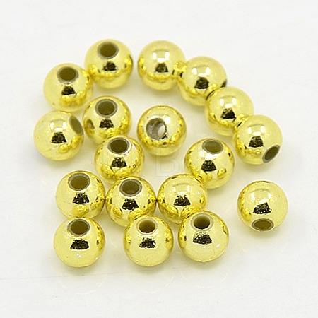 Plating Plastic Acrylic Round Beads PACR-L003-4mm-G-1
