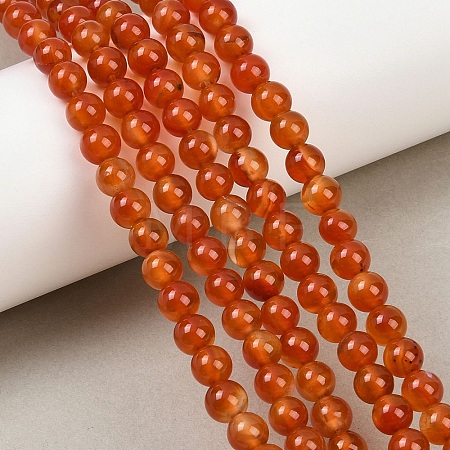 Natural Red Agate Beads Strands G-B171-B03-6mm-1